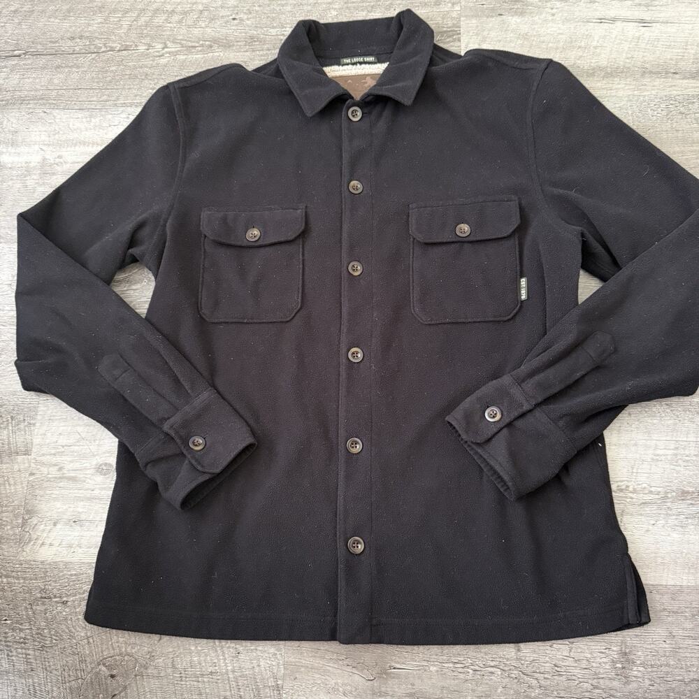 BASS The Lodge Shirt Mens Small Black Fleece Long Sleeve Lightweight Button Up